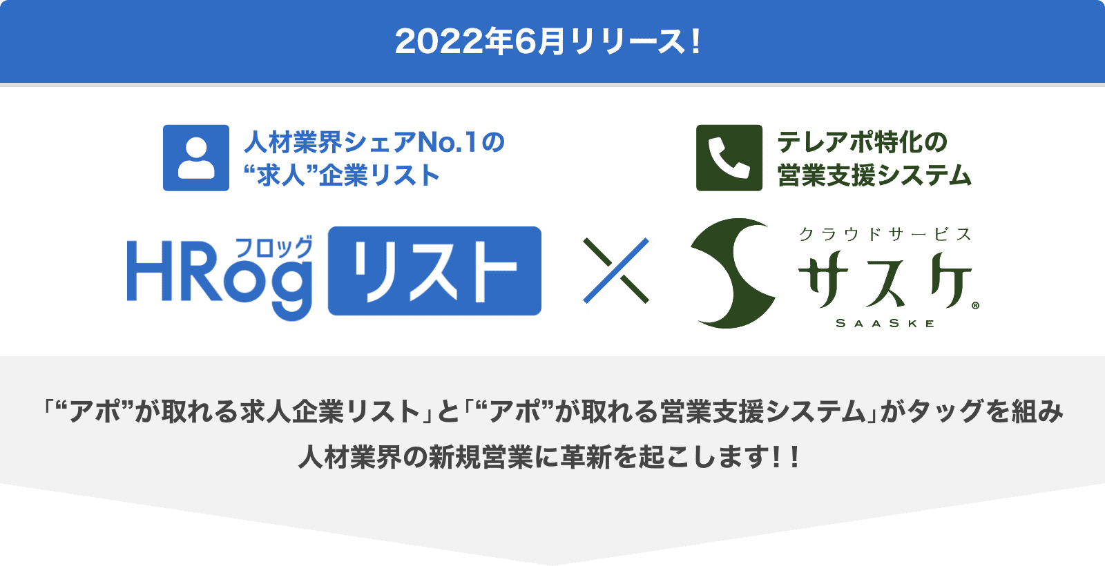 2022年6月リリース!!「“アポ”が取れる求人企業リスト」と「“アポ”が取れる営業支援システム」がタッグを組み人材業界の新規営業に革新を起こします!!